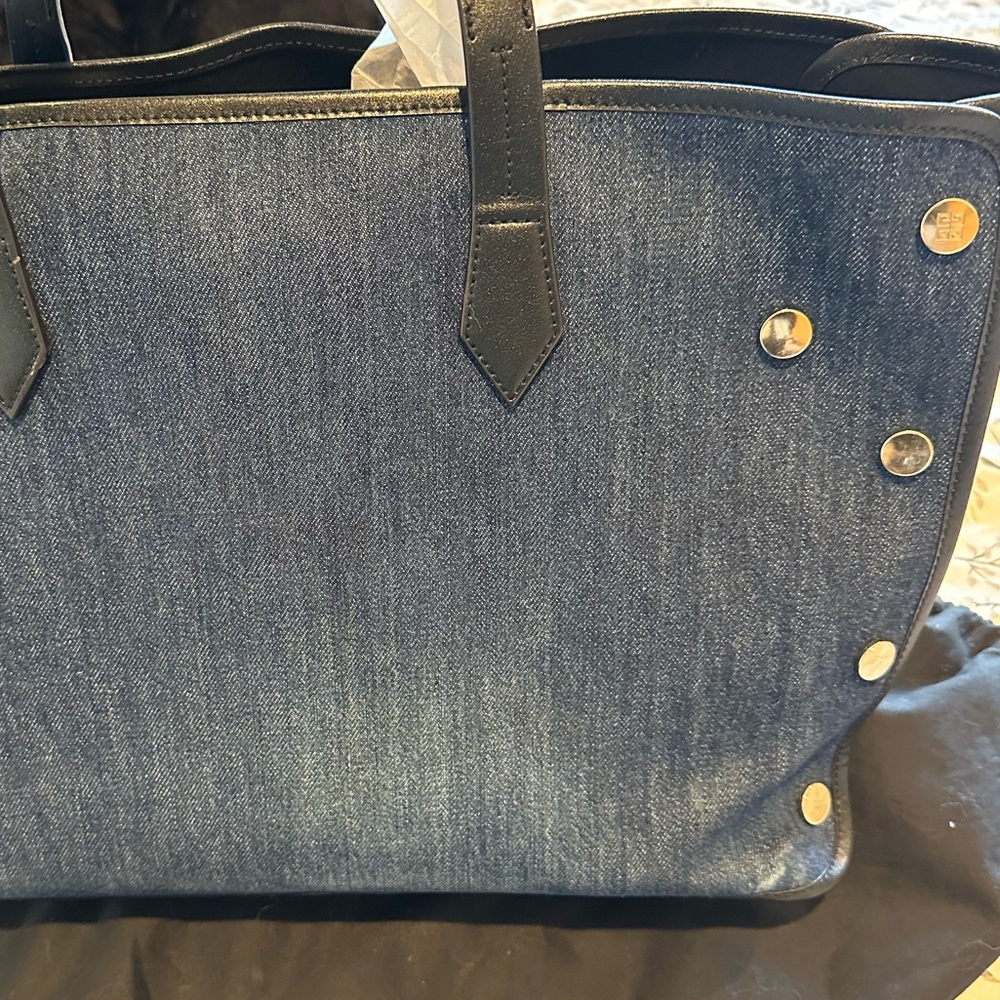 Givenchy Blue Denim Tote with Yellow Logo - Picture 2 of 5